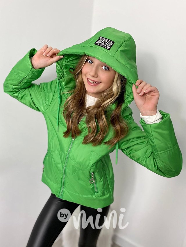 Jarní zelená bunda s aplikací