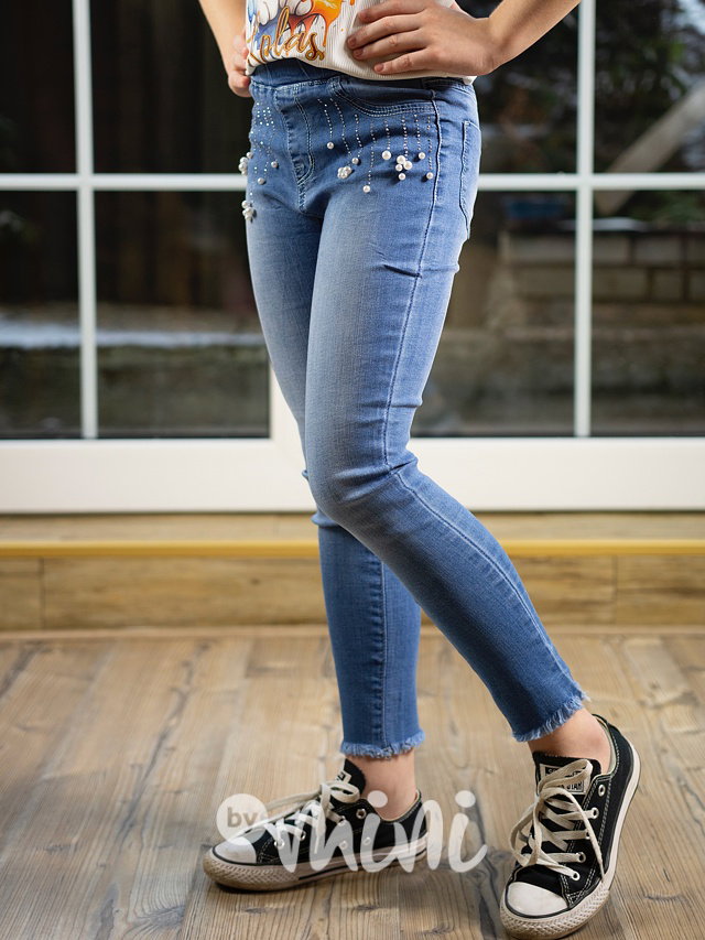 Soft denim jegginy s kamínky