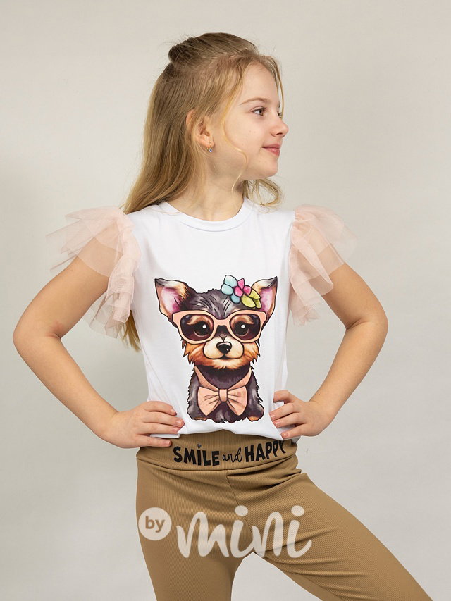 Blůzka s tylem fashionable white/pudder