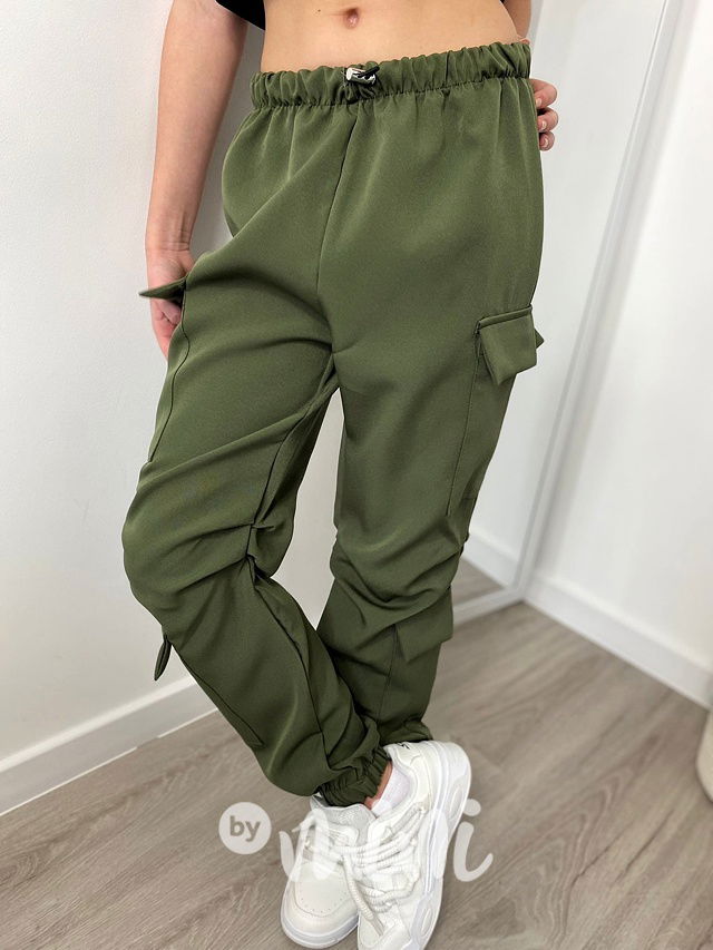 Jarní sporty cargo kapsáče khaki