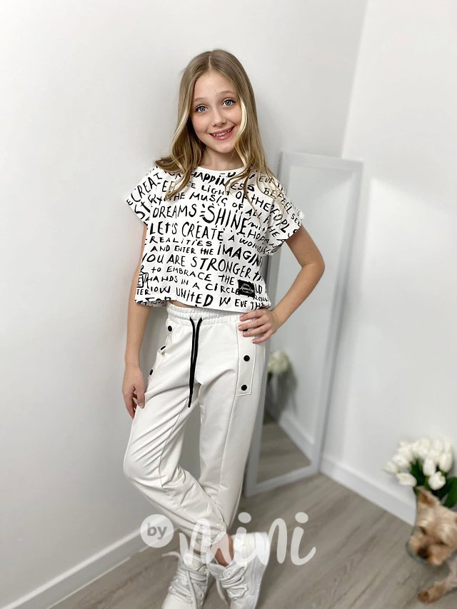 Bílé relaxed tepláky se cvoky