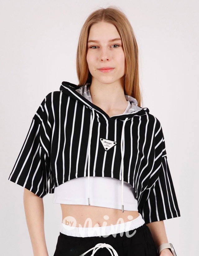 Pruhovaná oversize blůzka + topík black