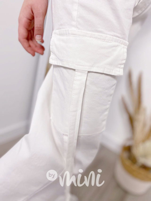 Široké kapsáče s páskem white