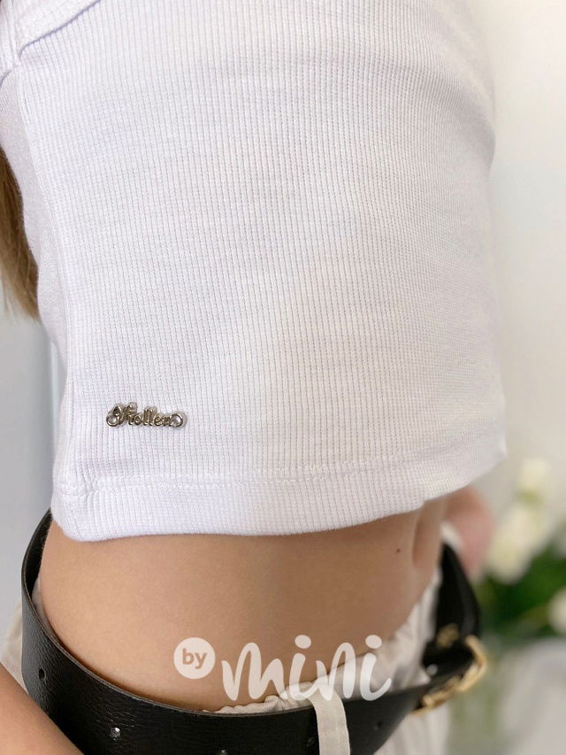 Žebrovaný crop top white
