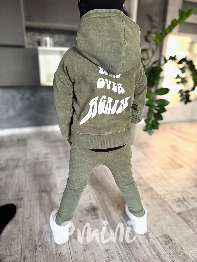 Despacito hoodie mikina acid wash khaki