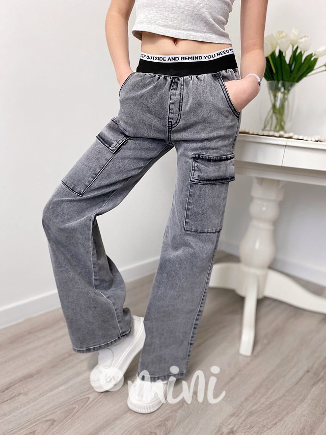 Fashion dark denim švédy se stretch pasem