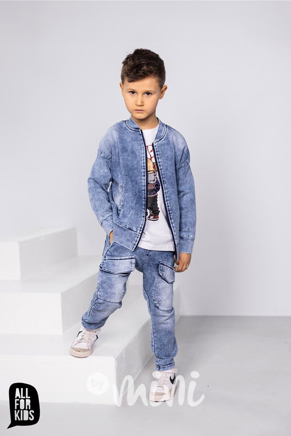 All for kids cargo denim kalhoty blue