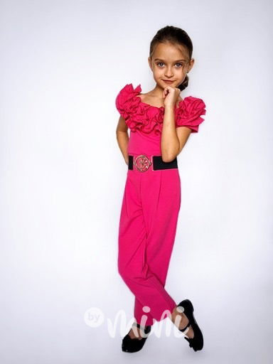 Maxi frill elegant overal malinový