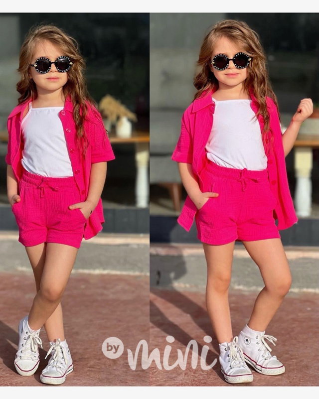 3-dílný mušelín set pink