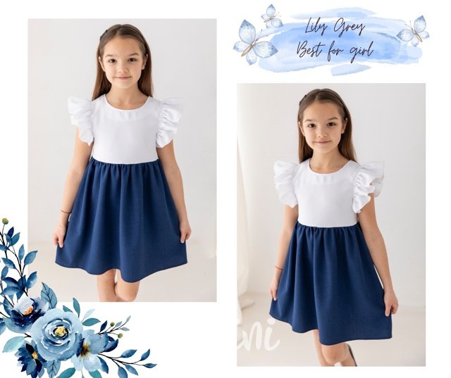 Lily Grey šaty s řasením white/blue