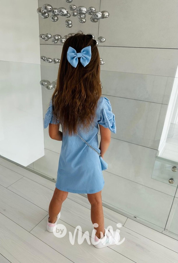 Mašličkové šaty s kabelkou baby blue