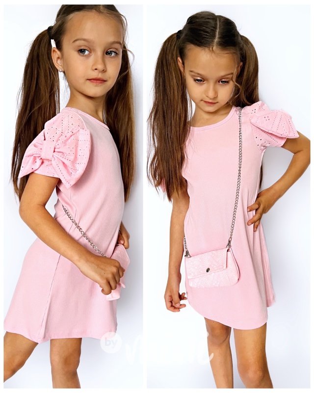 Mašličkové šaty s kabelkou sweet pink