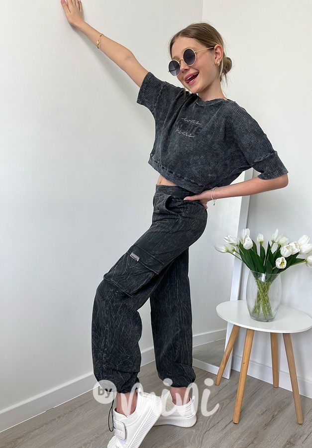 CREATE oversize blůzka acid wash black