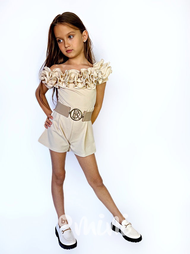 Maxi frill letní elegant overal béžový