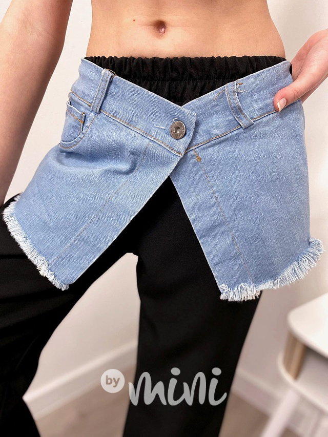 DUO široké kalhoty denim/black