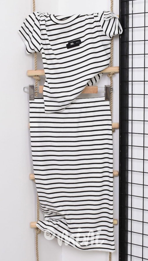 Pruhovaný top + midi sukně white