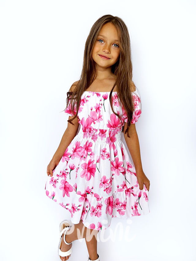 Květované šaty s kabelkou pink