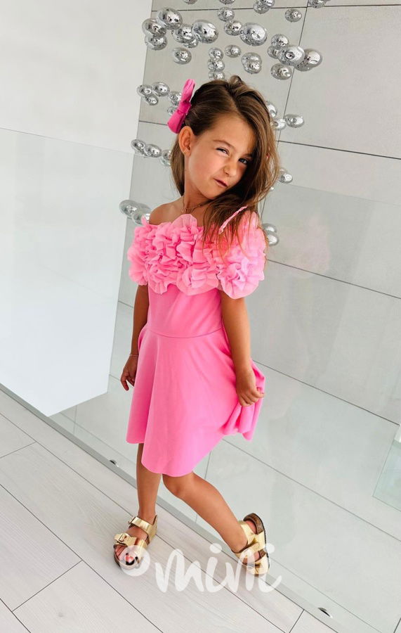 Maxi točivé šaty frill růžové