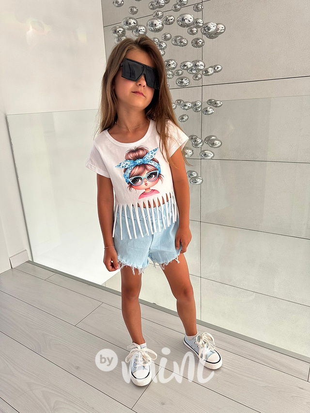 Baby blue top + kraťasy