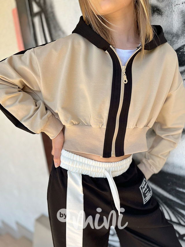 Crop mikina béžová