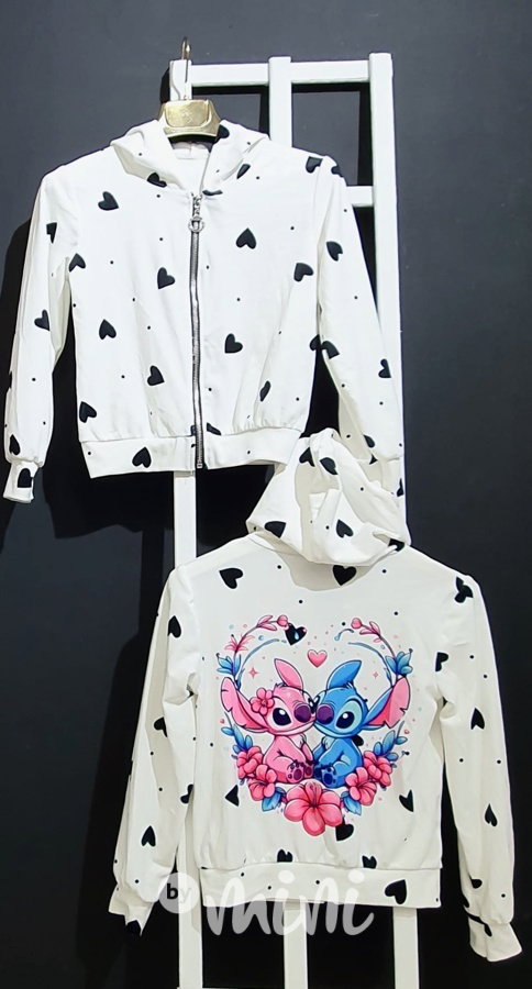 Lilo & Stitch velur mikina HEART white