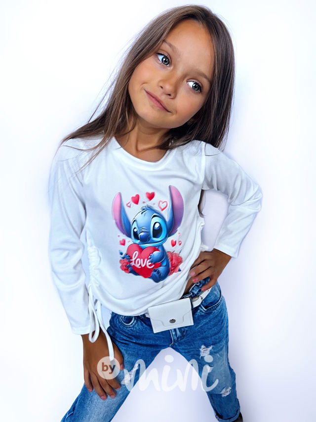 Lilo & Stitch longsleeve blůzka na stahování bílá