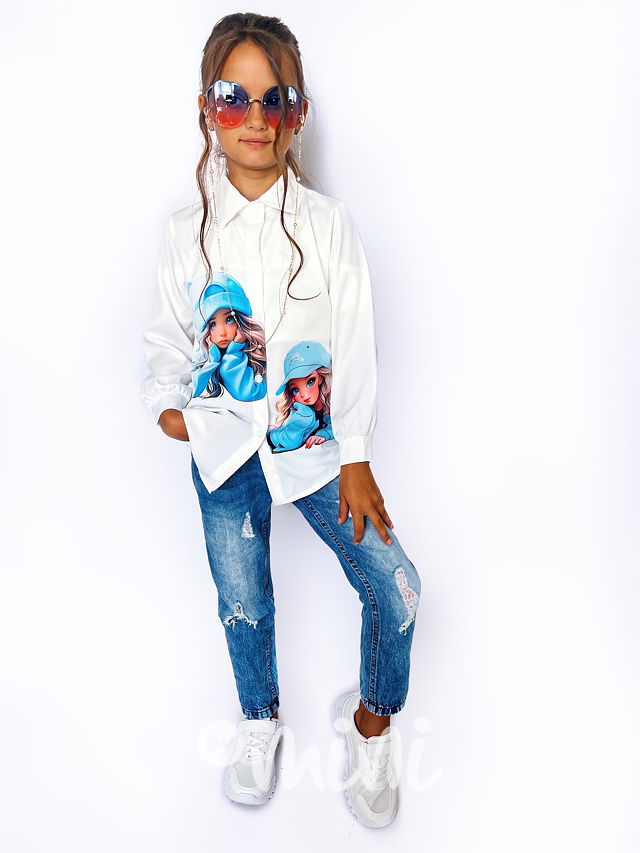 Cutie long košile white/blue