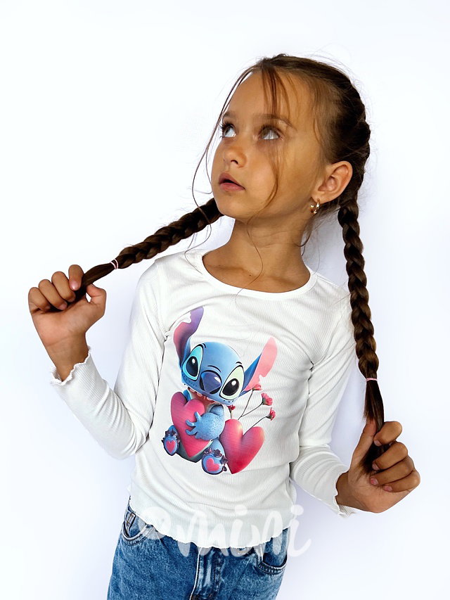 Lilo & Stitch žebrovaná blůzka bílá