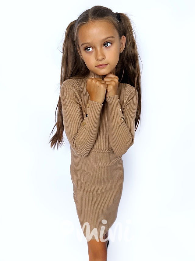 Svetříkové stretch šaty beige