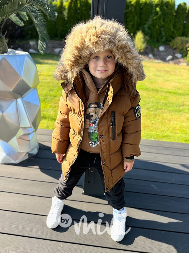 Zimní parka s kožíškem béžová