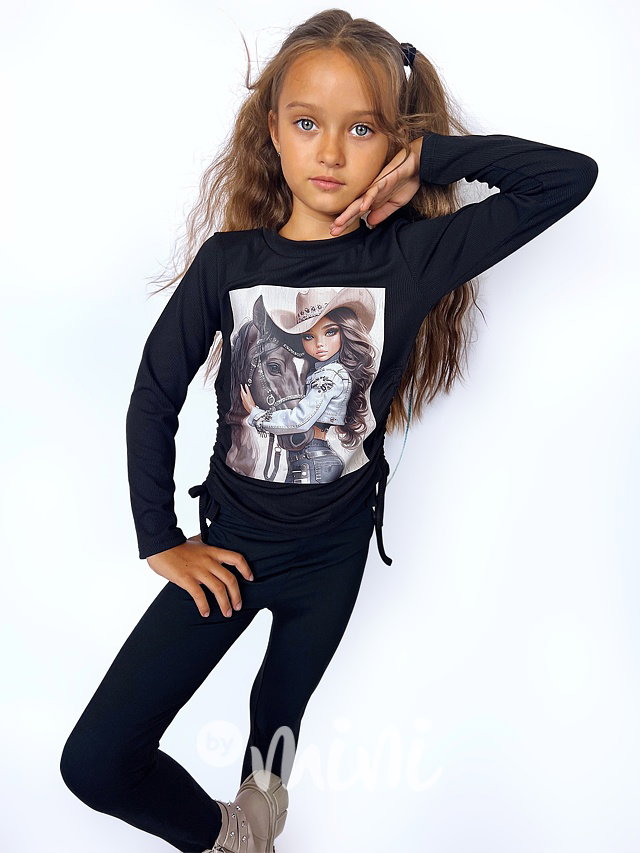 Cowgirl longsleeve blůzka na stahování černá