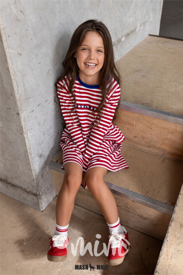Mash Mnie pruhované šaty červené