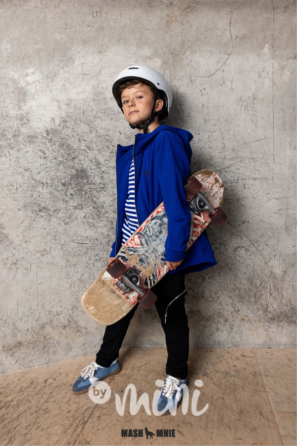 Mash Mnie long mikina zip WOLF modrá