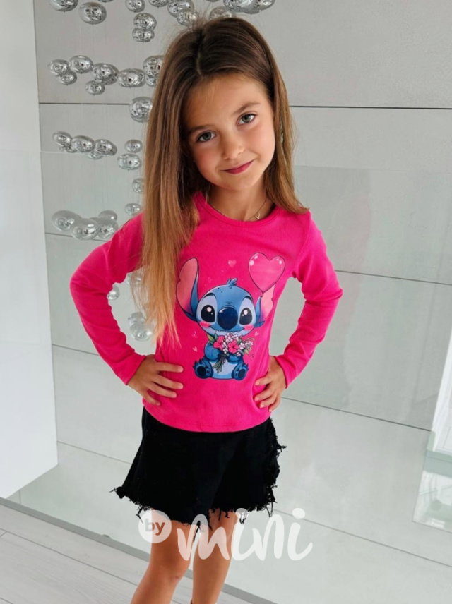 Lilo & Stitch žebrovaná blůzka LOVE růžová