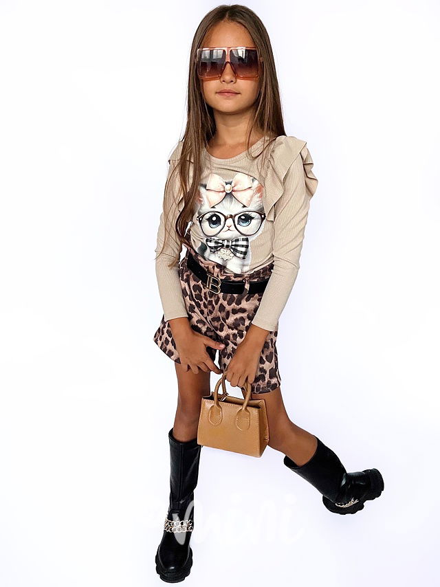 Leopard kraťasy s páskem