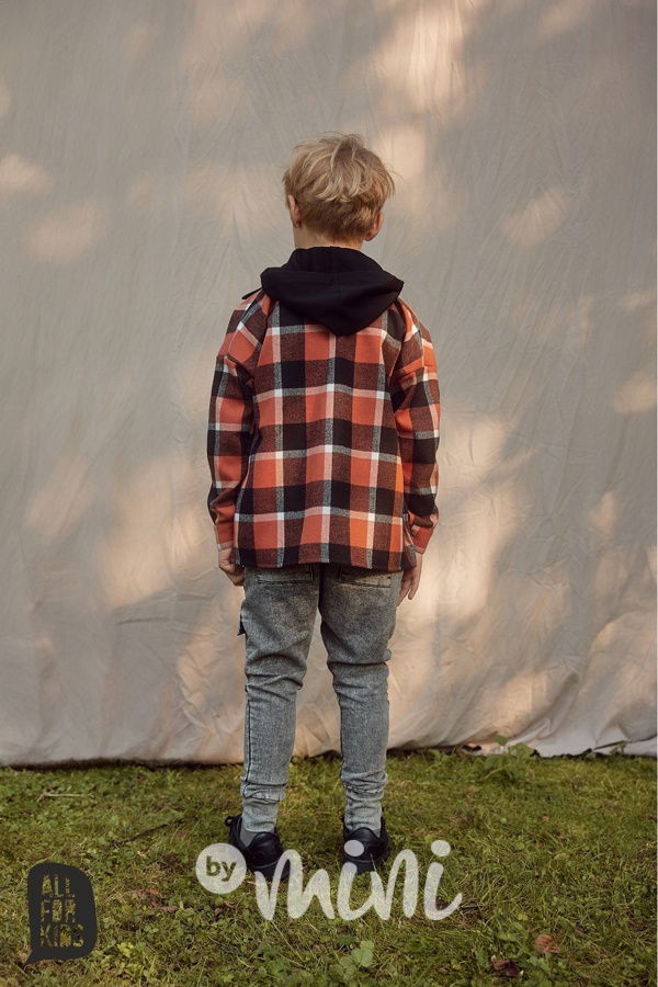 All for kids hoodie flauš košile cihlová