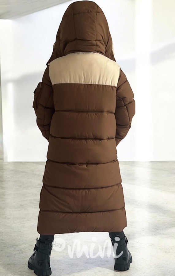 Ultra dlouhý zimní kabát honey