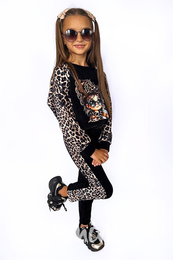 LEOPARD girl soft velur souprava