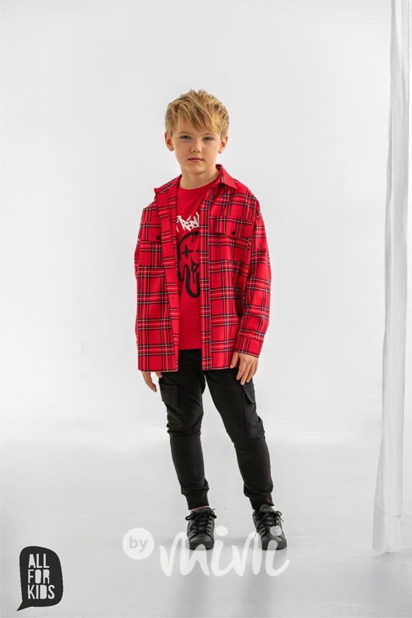 All for kids red karo košile