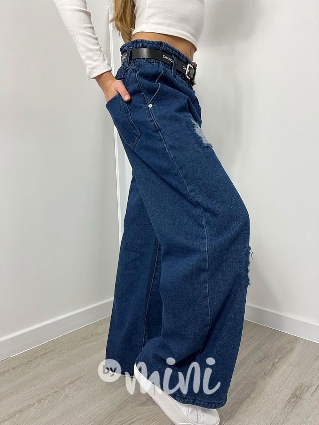 Zateplené ripped volné maxi džíny