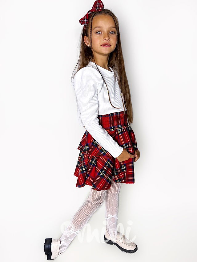 Šaty s vrstvenou karo sukní