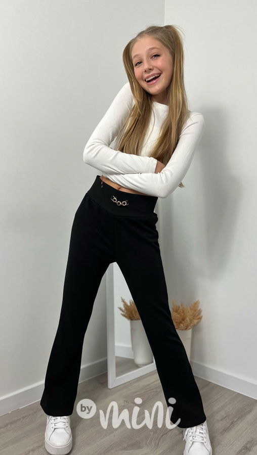 Zateplené kalhoty s řetízkem černé