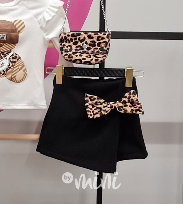 Teplé černé sukňokraťasy s mašlí