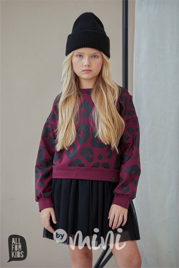 All for kids leopard mikina bordo