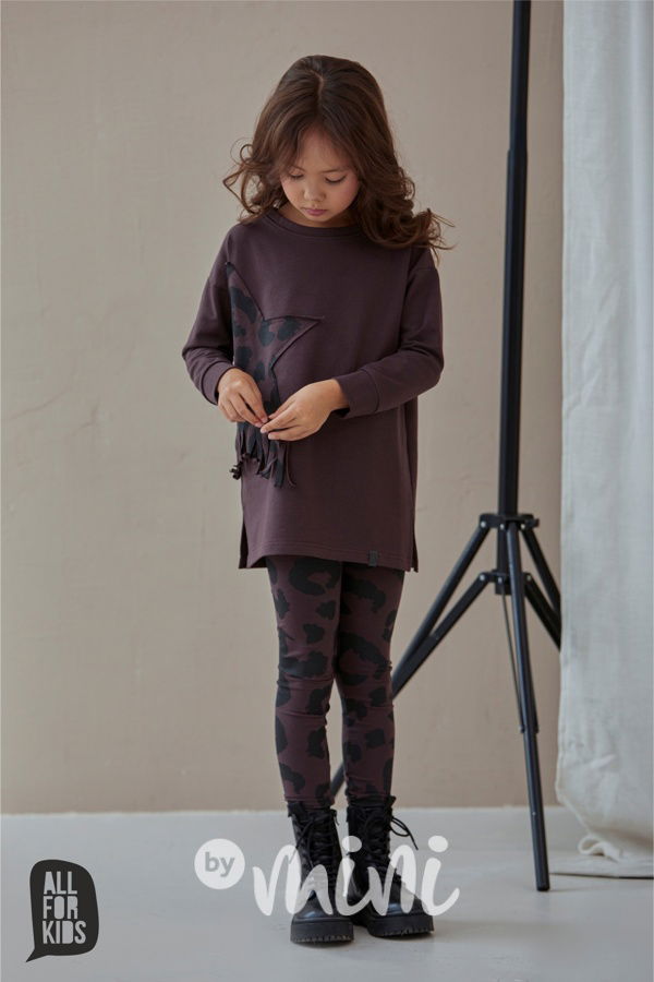 All for kids leopard legíny chocolate