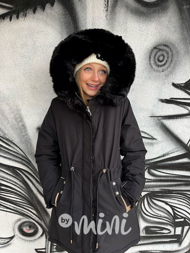 Zimní kožíšková parka černá
