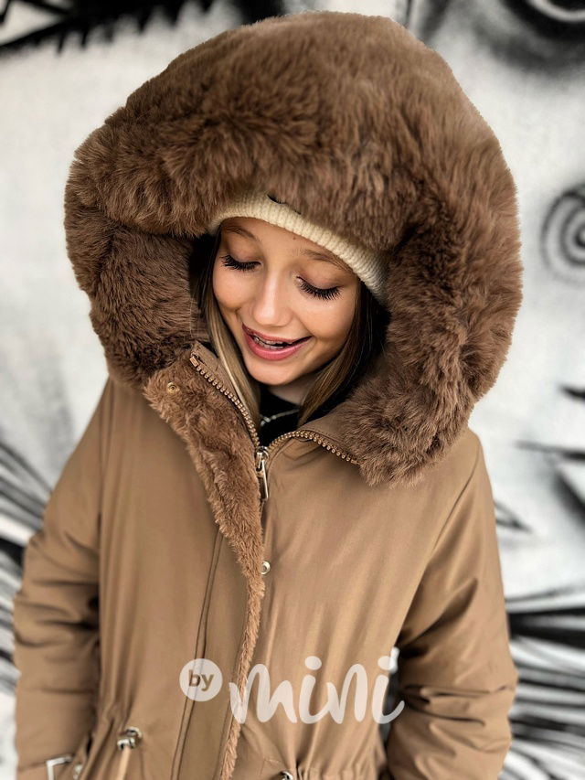 Zimní kožíšková parka béžová