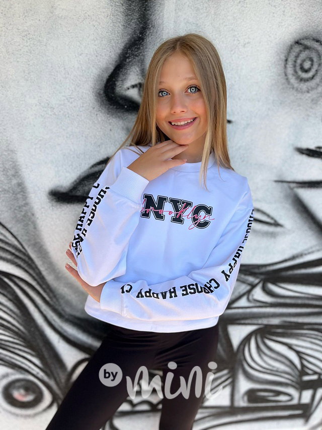 NYC crop mikina bílá