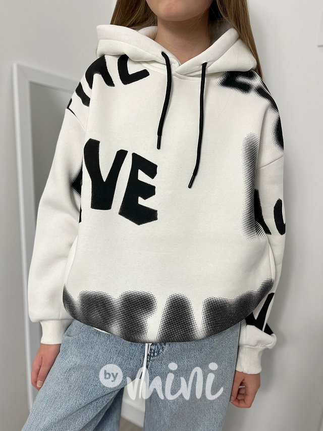 Zateplená oversize mikina Letters white