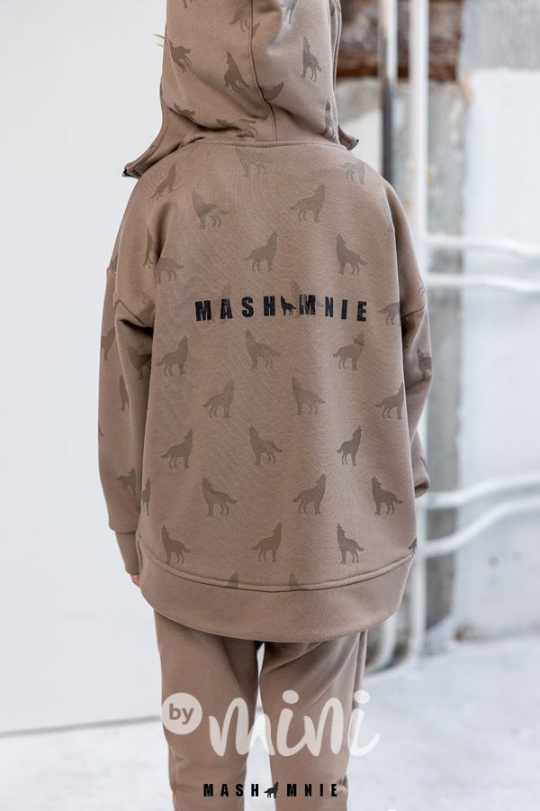 Mash Mnie long mikina na zip WOLF beige
